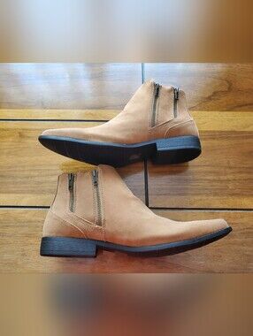 Men's Tan Suede Chelsea Zip Ankle Boots